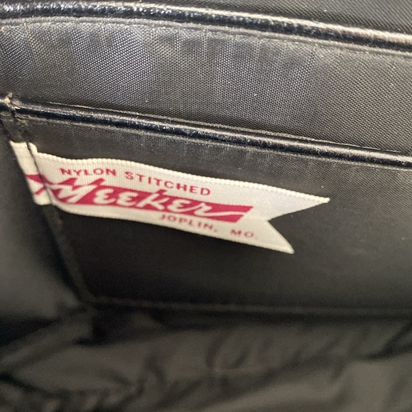 Meeker Leather Purse Black Hand Tooled Vintage - Picture 6 of 10